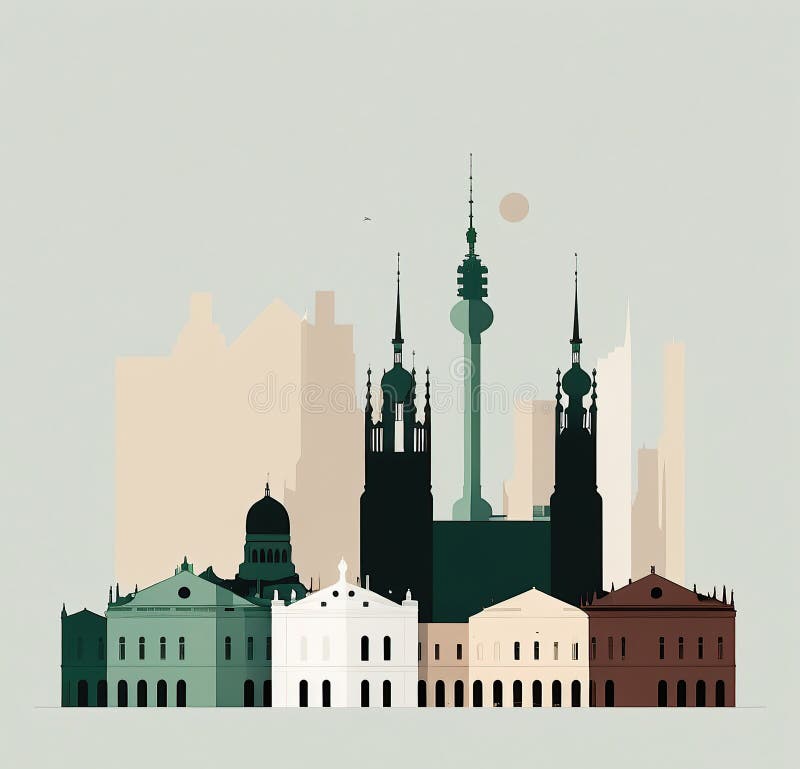 Cityscape гладкий фон муниха, созданный генерационным помощником бесплатная иллюстрация