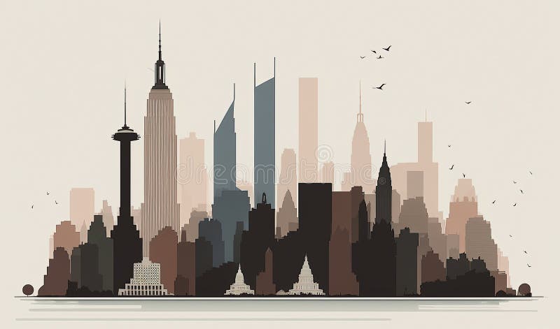 Cityscape гладкий фон нового йорка, созданный генераторным помощником иллюстрация штока