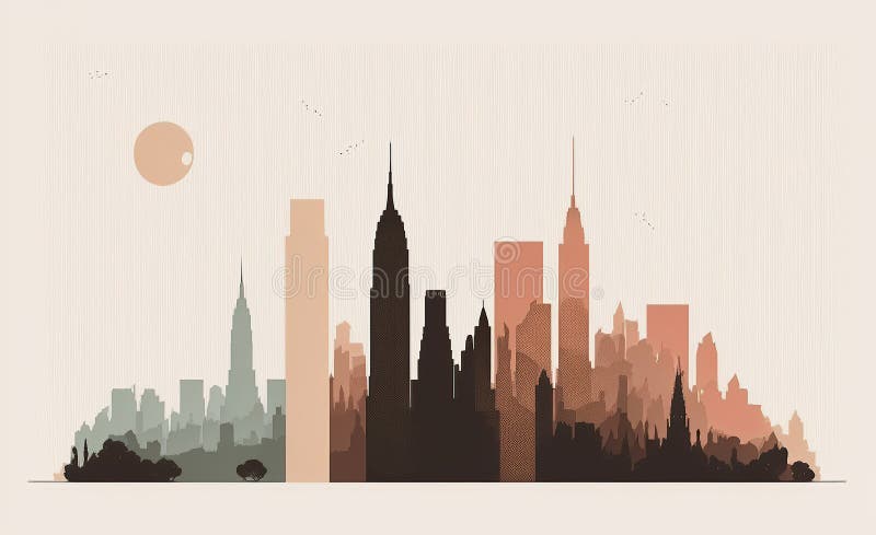 Cityscape гладкий фон нового йорка, созданный генераторным помощником иллюстрация штока