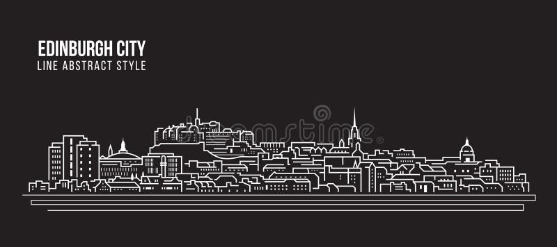 Cityscapebyggnadslinje design för konstvektorillustration - Edinburgstad royaltyfri illustrationer Cityscapebyggnadslinje design för konstvektorillustration - Edinburgstad royaltyfri illustrationer