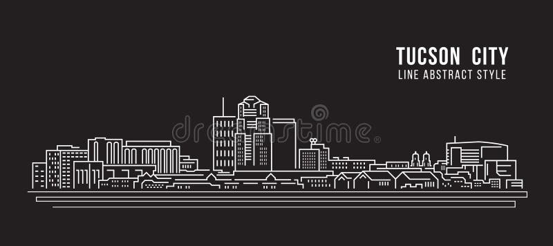 Cityscapebyggnadslinje design för konstvektorillustration - Tucson stad royaltyfri illustrationer Cityscapebyggnadslinje design för konstvektorillustration - Tucson stad royaltyfri illustrationer