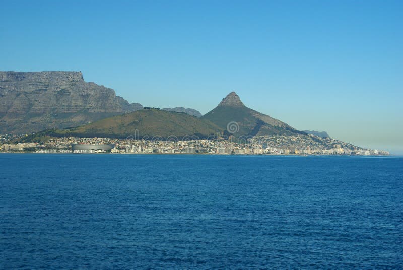 Cape Town, table mountain and Lions Head hill. Cape Town, table mountain and Lions Head hill