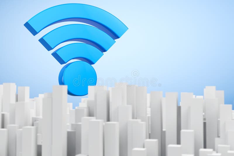 Ciudad del extracto de la comunicación de WiFi ilustración del vector Ciudad del extracto de la comunicación de WiFi ilustración del vector