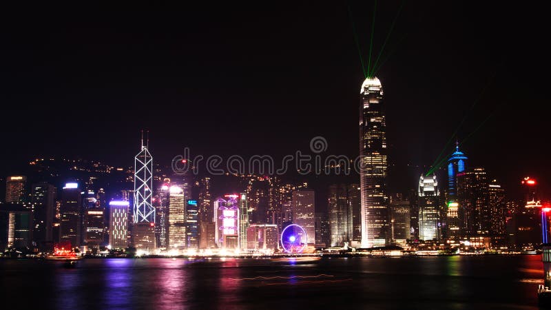 Ciudad Scape en la noche en Honh Kong fotos de archivo Ciudad Scape en la noche en Honh Kong fotos de archivo