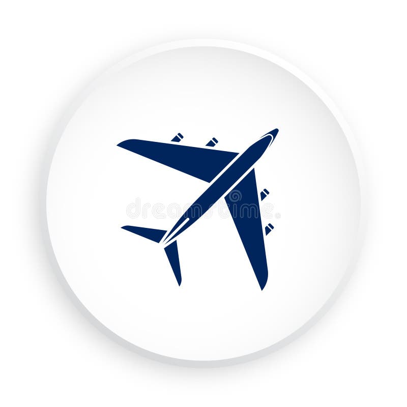 Civil aircraft icon in neomorphism style for mobile app. Button for mobile application or web. Vector on a white background. Aircraft arrival sign vectors