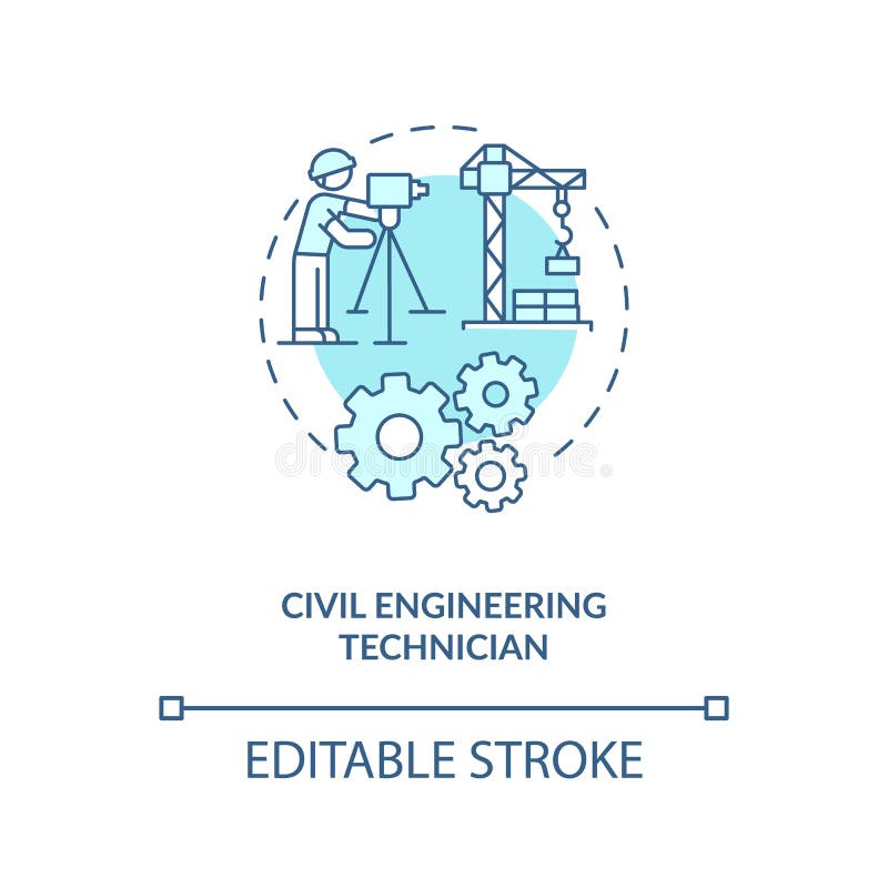 Civil engineering technician turquoise concept icon. Plan building. Contractor for management. Construction idea thin line illustration. Vector isolated outline RGB color drawing. Editable stroke. Civil engineering line art vectors
