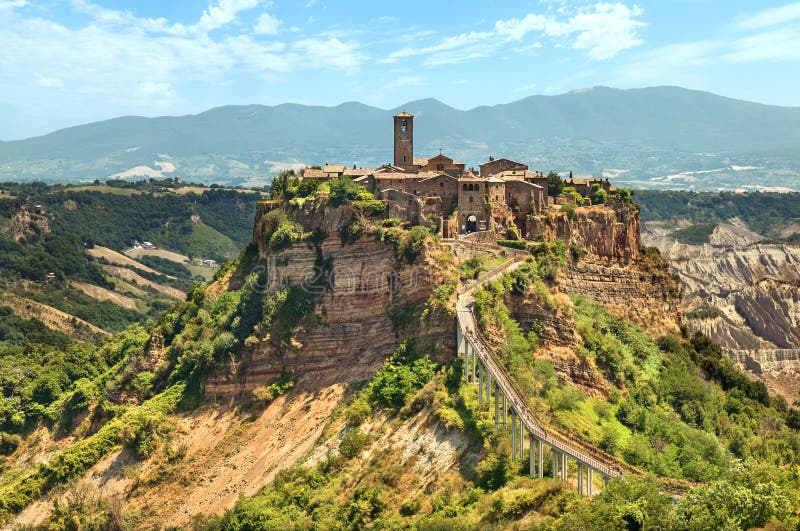 Civita di Bagnoregio stock image. Image of ruin, village ...