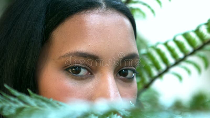 Ciérrese encima de la vista de los ojos bonitos de la mujer