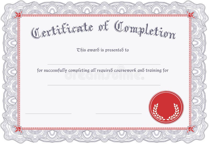 Certificato di completamento illustrazione di stock Certificato di completamento illustrazione di stock
