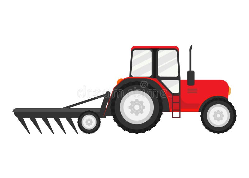 Tractor works in a field isolated on white background. Vector illustration. Eps 10. Tractor works in a field isolated on white background. Vector illustration. Eps 10.