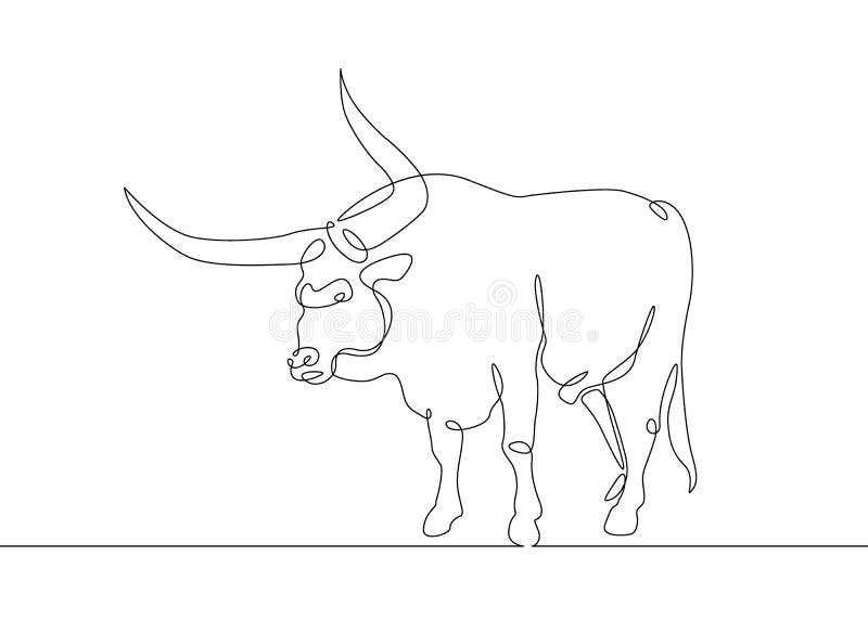 Ciągła kreskowego rysunku byka krowa ilustracji Ciągła kreskowego rysunku byka krowa ilustracji