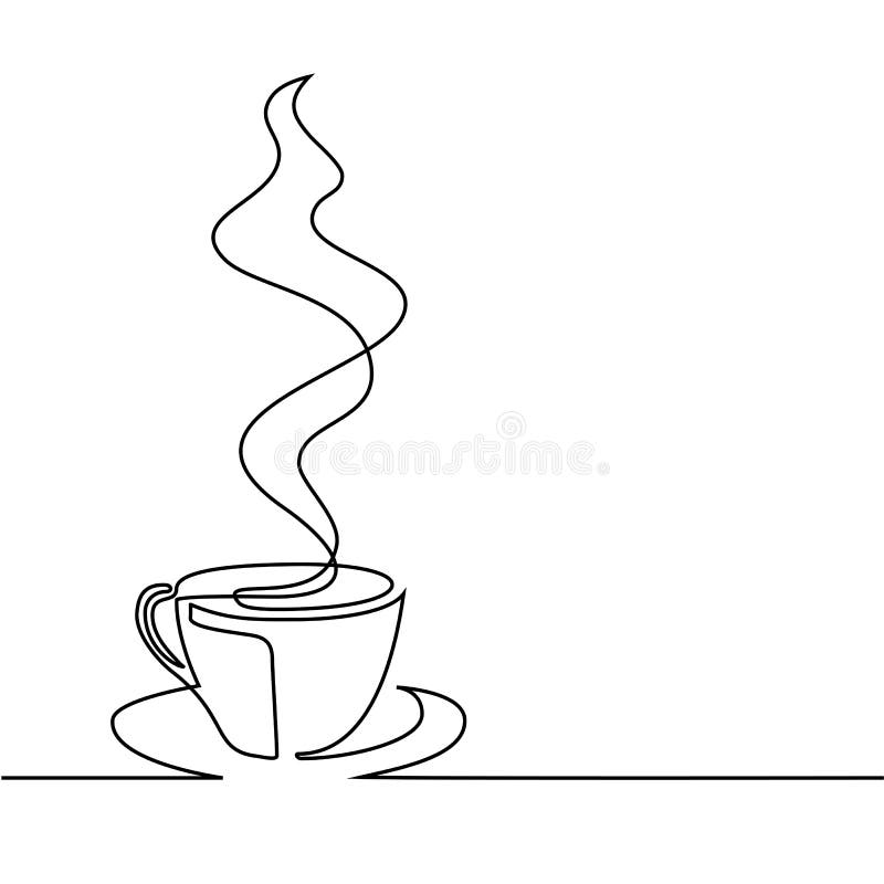 Ciągły kreskowy rysunek filiżanka kawy