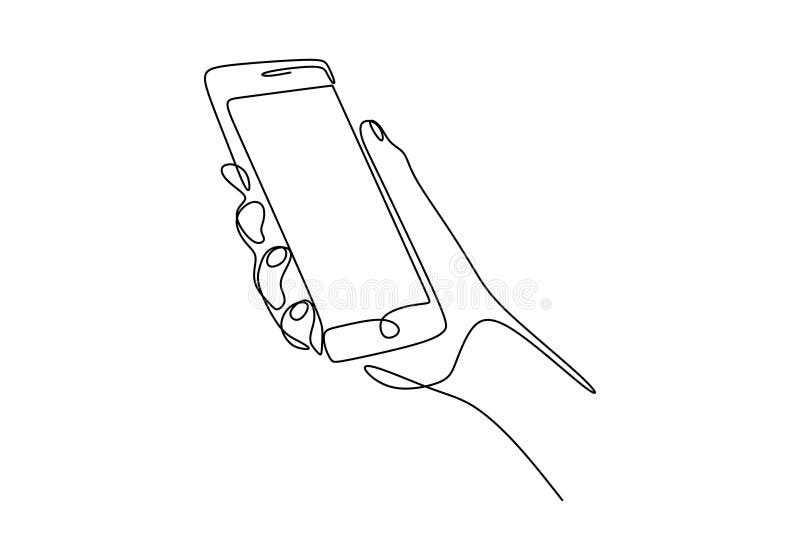 Ciągły rysunek jednej linii telefonu lub smartfona Ilustracja wektorowa minimalizm projektuje inteligentną technologię mobilną ilustracji