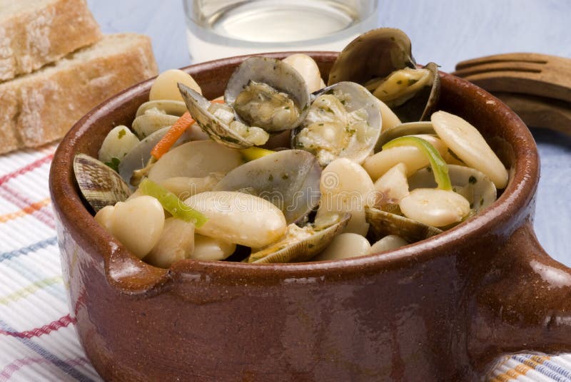 Clams and Beans,Asturias Style.Spanish Cuisine. Stock Photo Image of