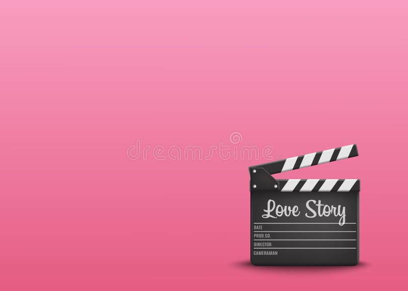 Clapperboard met tekst Love Story op oranje achtergrond Vector vector illustratie Clapperboard met tekst Love Story op oranje achtergrond Vector vector illustratie