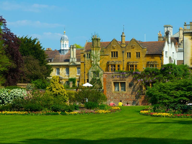 Clare College gardens Cambridge University royalty free stock photography