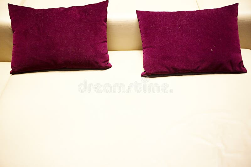 Claret Pillows on a White Leather Sofa Stock Photo Image of claret