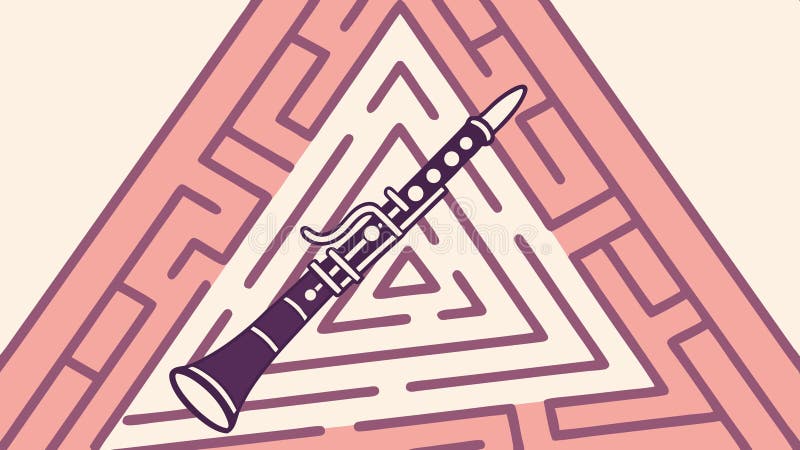 Clarinet in Geometric Maze: Puzzling Musical Journey, vector design Generative AI stock illustration