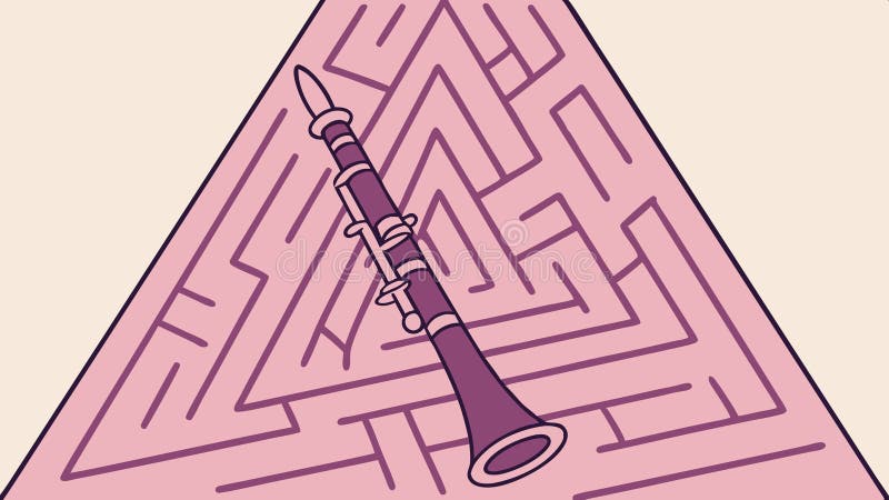 Clarinet in Intricate Maze: Harmonic Paths Unfolding, vector design Generative AI vector illustration
