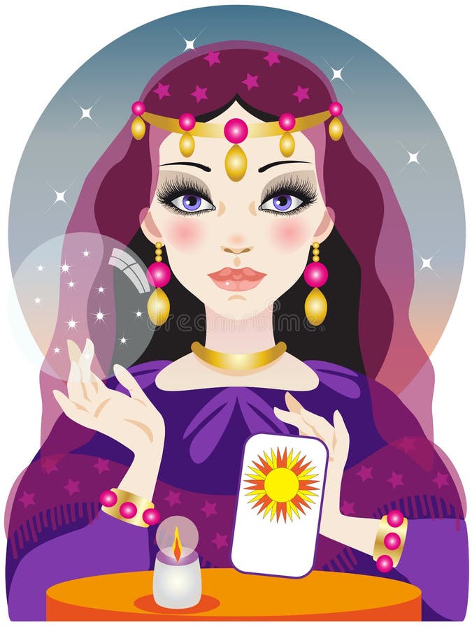 Clarividente Con La Bola Christal Ilustración del Vector - Ilustración