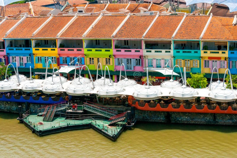 Colorful facade of building in Clarke Quay, Singapore