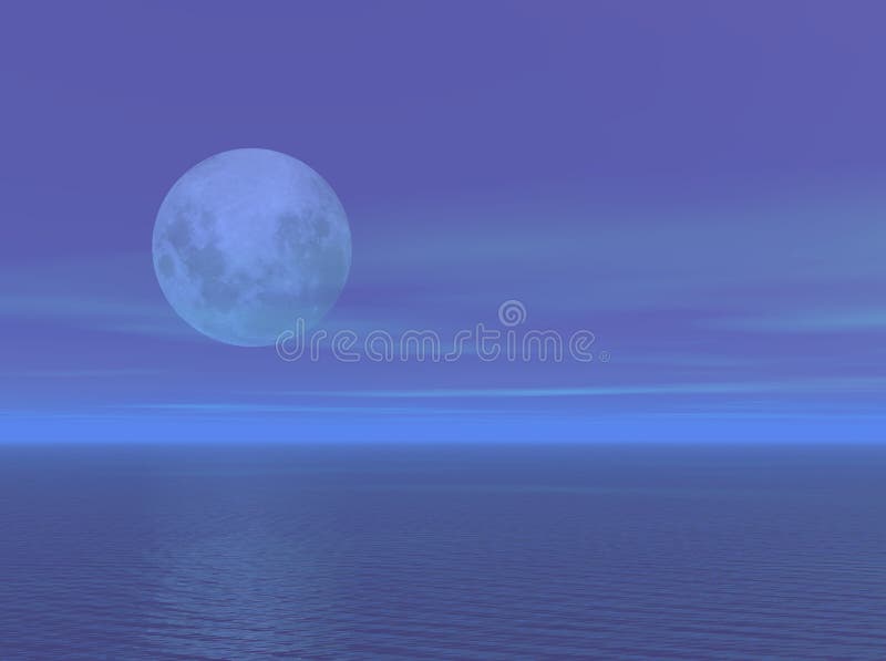 Claro de luna sobre el mar del océano stock de ilustración Claro de luna sobre el mar del océano stock de ilustración