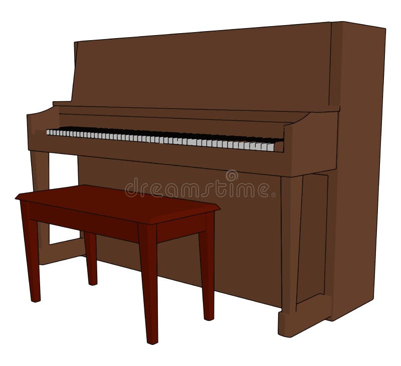 Piano Illustration from Side View, with Musical Notes. Stock Vector