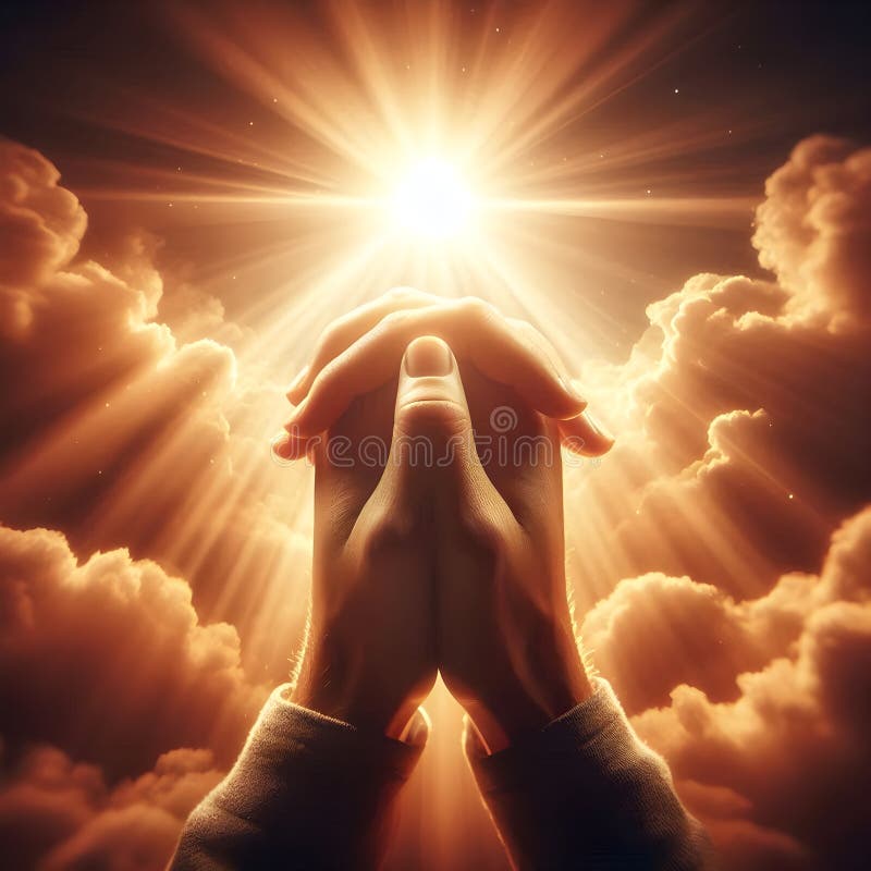 Clasped praying hands stock illustration. Illustration of poster