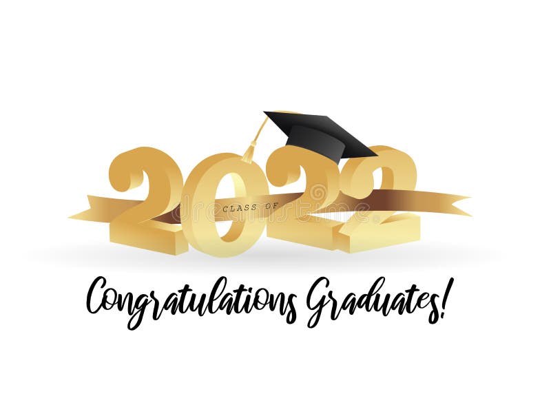 Class of 2022. Congratulations Graduates Gold Graduation Concept with ...