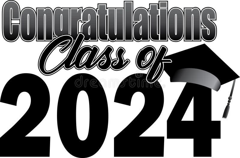 Class of 2024 Strong Orange Graduation Cap Stock Illustration
