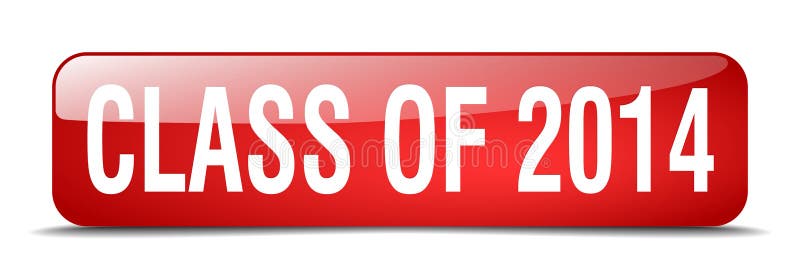 Class of 2014 red square realistic isolated web button vector illustration