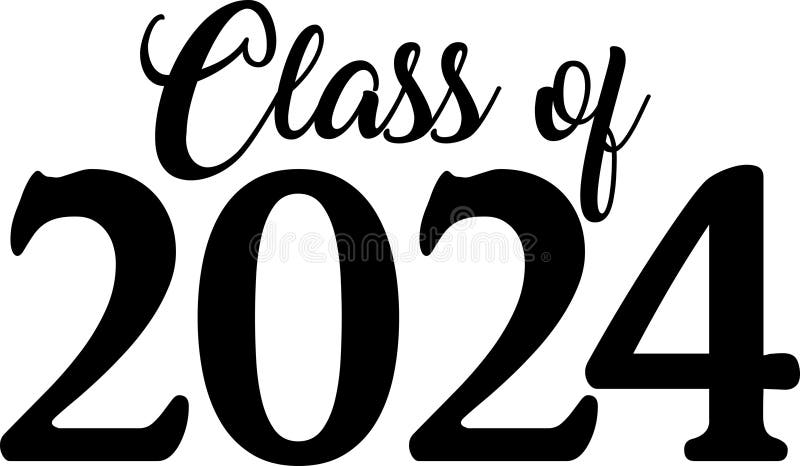 Class of 2024 Block Graphic with Cap Stock Vector - Illustration of