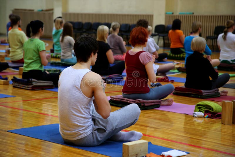 The Yoga class with people. The Yoga class with people