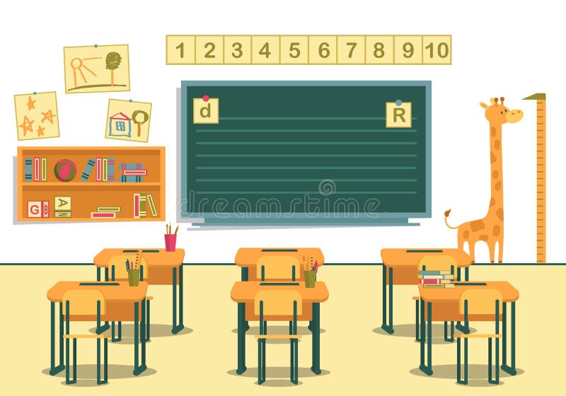 Classe scuola elementare Visualizza su lavagna illustrazione di stock