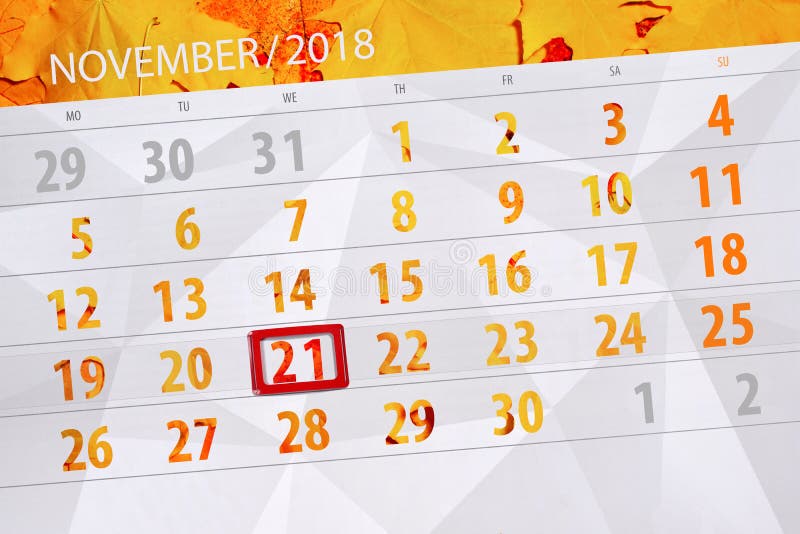 Classez le planificateur pour le mois, jour de date-butoir de la semaine 2018 novembre, 21, mercredi images libres de droits Classez le planificateur pour le mois, jour de date-butoir de la semaine 2018 novembre, 21, mercredi images libres de droits