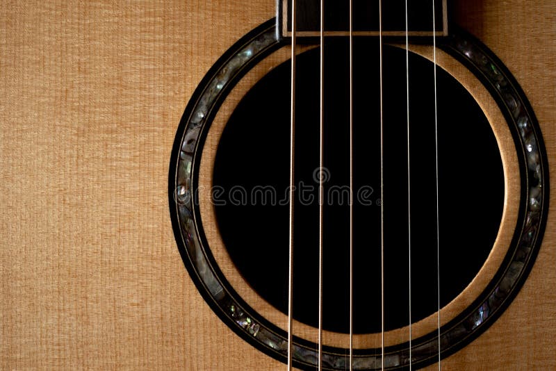Classic Acoustic Guitar Close Up, Dramatically Lit on a Black