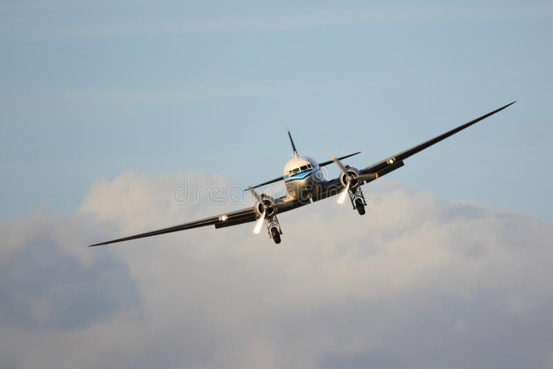 Classic airliner front view royalty free stock photography
