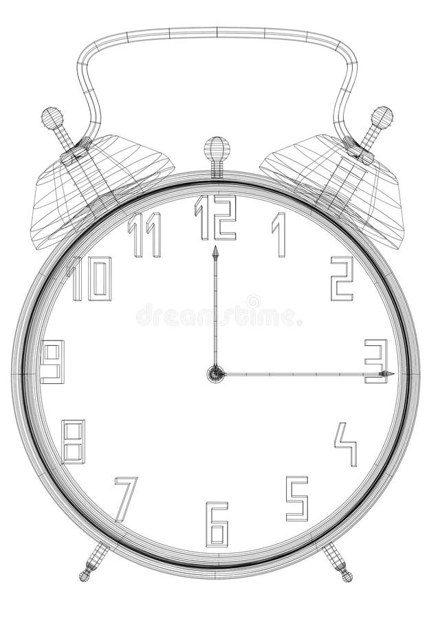 Classic Alarm Clock blueprint - isolated royalty free illustration
