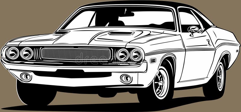 Vector graphic silhouette one of the biggest american muscle car icon Dodge ...