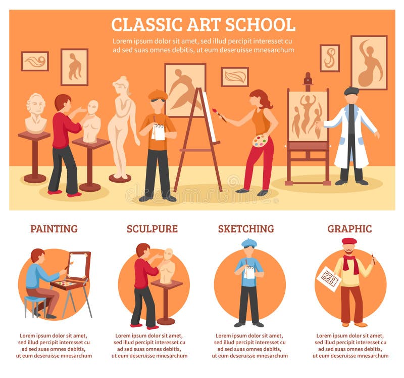 Classic Art Infographic Set Stock Vector Illustration of painters, document 209919974