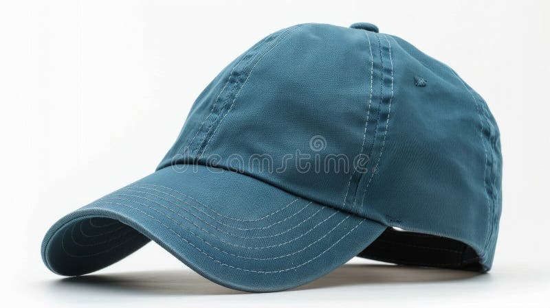 Classic baseball cap with a vibrant teal hue, showcasing its timeless style and simple elegance stock photo