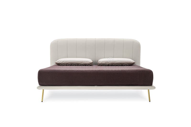 Classic Bed with Headboard on Wooden Frame. Stock Photo Image of