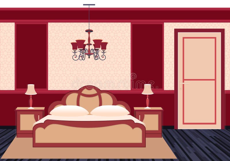 Classic bedroom interior in bright colors. stock illustration Classic bedroom interior in bright colors. stock illustration