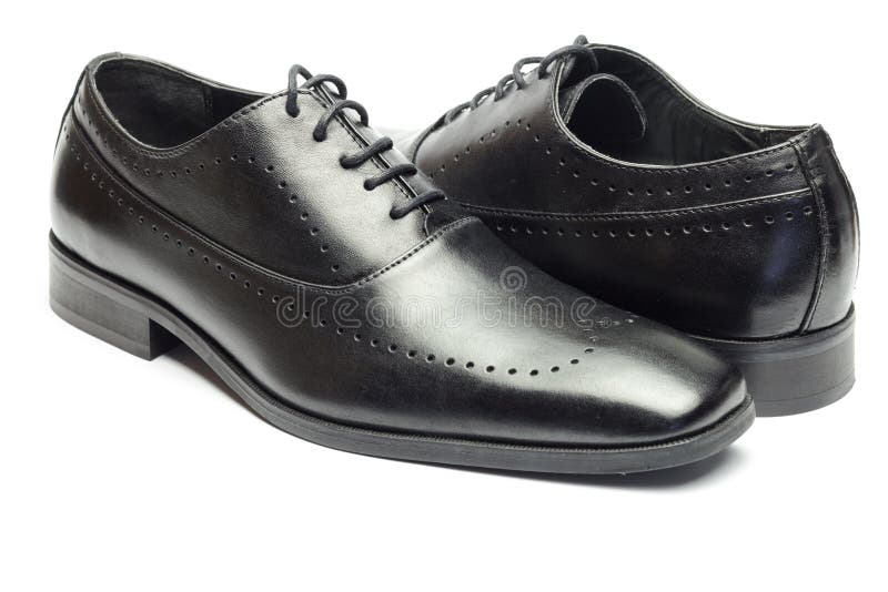 Classic Black Leather Men`s Shoe Isolated On White Background. Stock ...