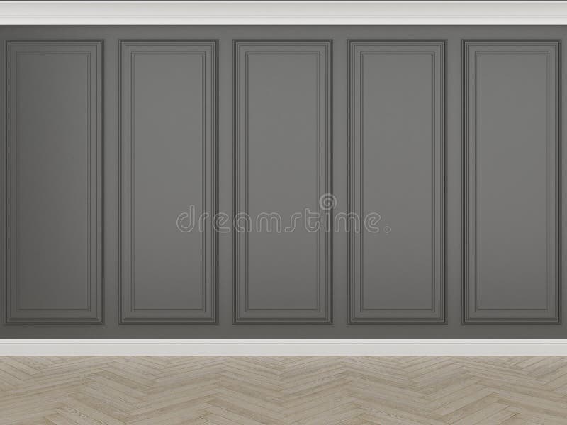 Classic Black Wall with Wood Floor Stock Illustration Illustration of