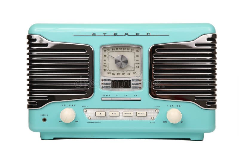 Classic Blue Retro Radio Isolated Stock Photo Image of styled, style