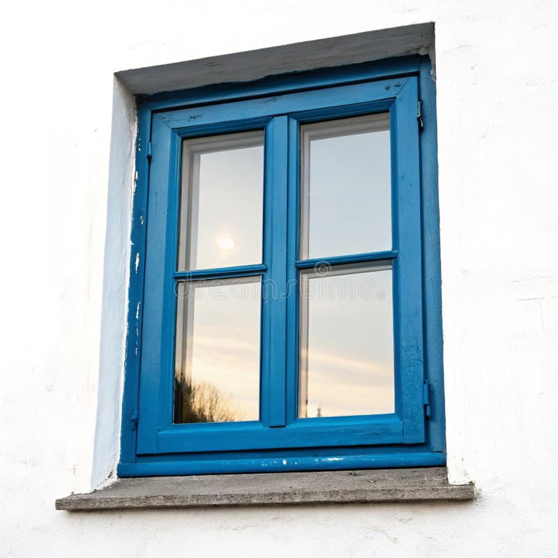Blue window isolated on white background stock illustration