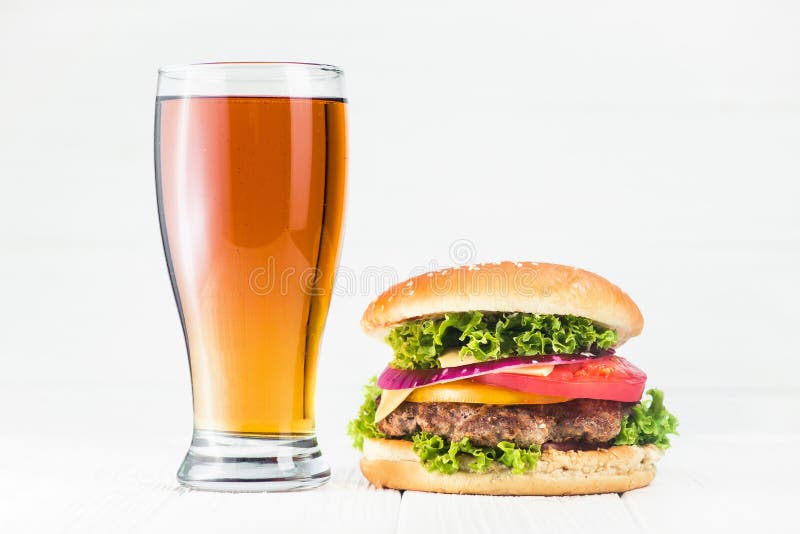 Classic burger and beer glass