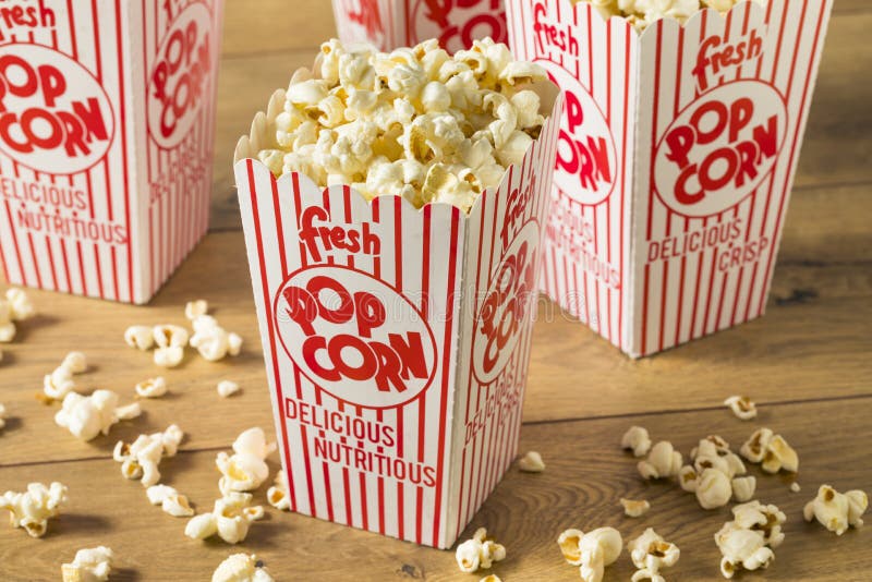 Classic Buttery Movie Theater Popcorn Stock Photo - Image of full ...