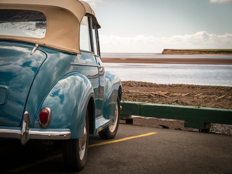 Classic Car at the Beach stock image. Image of yesteryear 26318587